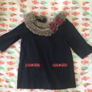 Janie and Jack faux fur collar tunic top girls 2T